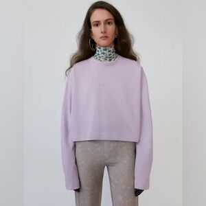 Acne Studios Crop ODICE EMBOSS logo Crewneck Sweatshirt purple